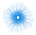 The translucent blue fan consists of a large number of elements rotating in a circle on a white background. Graphic design element